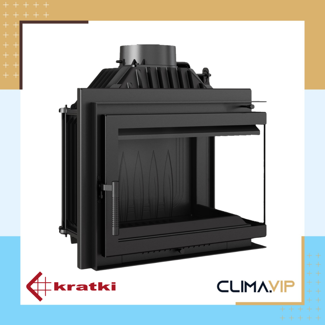 Ъглова камина на дърва за вграждане Kratki Simple, 8.0 kW, А+