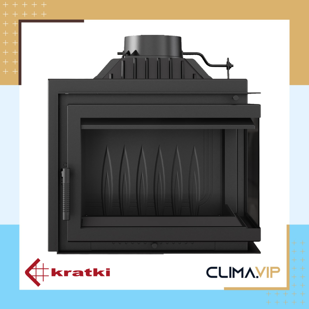 Ъглова камина на дърва за вграждане Kratki Simple, 8.0 kW, А+