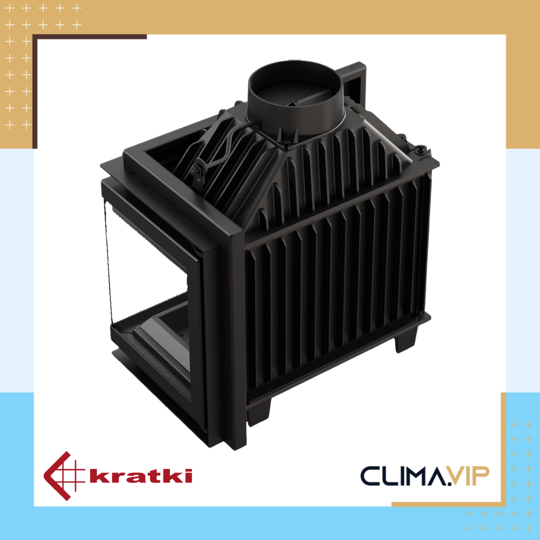 Ъглова камина на дърва за вграждане Kratki Simple, 8.0 kW, А+
