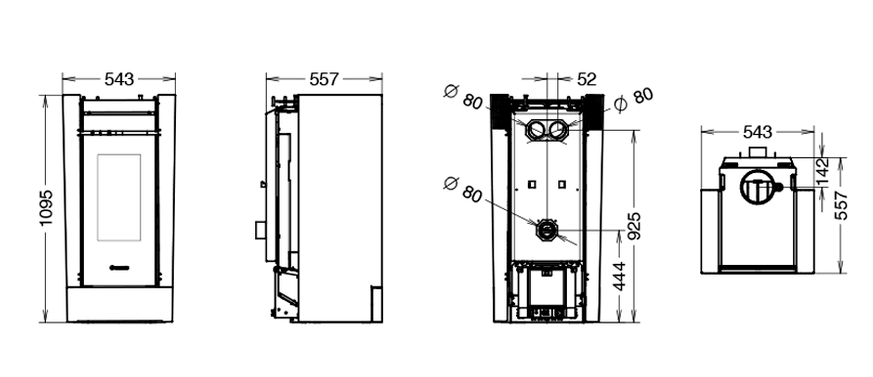 Чугунена печка на дърва Thermorossi Creo – 10.1 kW
